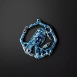 Christmas tree toy with a sapphire "Bullfinch" from the Stories collection